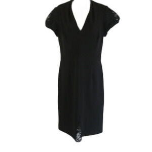 Betsey Johnson dress black flutter sleeves lace accents sz 10 party career